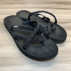 Teva 6840 Women's Flip-Flop Thong Sandals Black Size Womens Size 10 Strappy